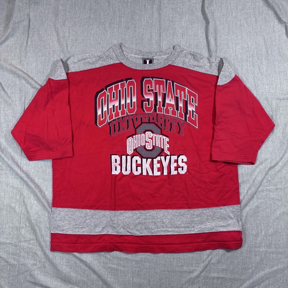 Vintage Ohio State Buckeyes Shirt Mens XL Red NCAA Football 100% Cotton 90s‎